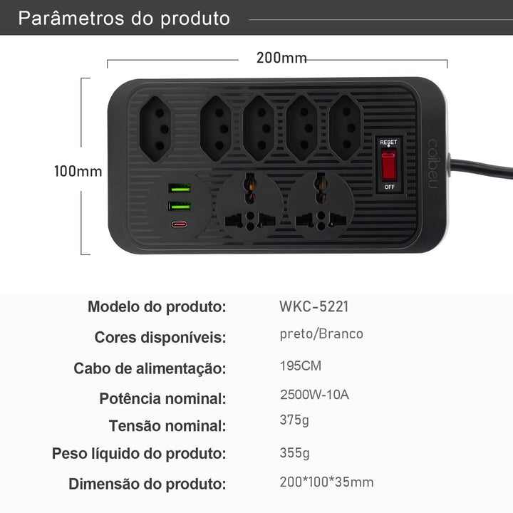 extensão tomada usb filtro de linha para pc do brasil, atenção de tomadas