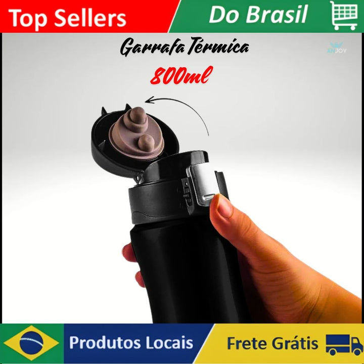 Garrafa Térmica 800ml Preta Garrafa para Café Garrafa para Chá Aço Inoxidável