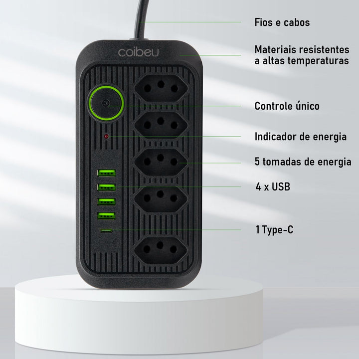 Extensão tomada, Extensão elétrica, Tomada usb, Extensão, regua de de tomada