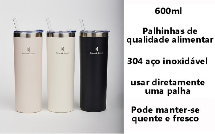 Romantic Crown Copo Térmica 600ml Inox Anti-vazamento Para Café/chá/bebidas