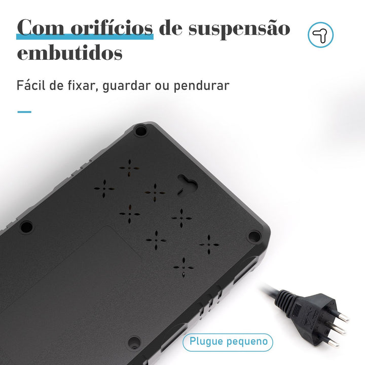 Extensão tomada, Extensão elétrica, Tomada usb, Extensão, regua de de tomada