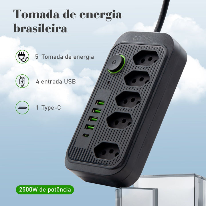 extensão tomada usb filtro de linha para pc do brasil, atenção de tomadas