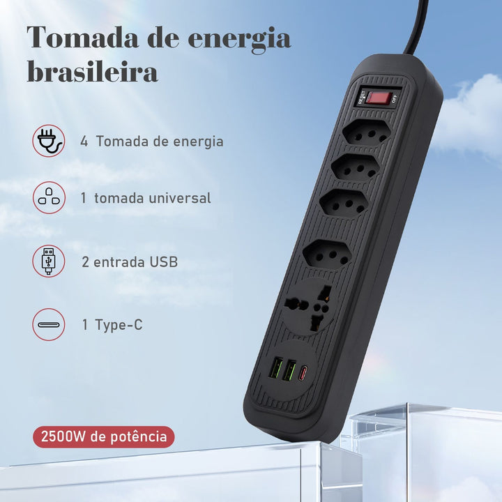 extensão tomada usb filtro de linha para pc do brasil, atenção de tomadas