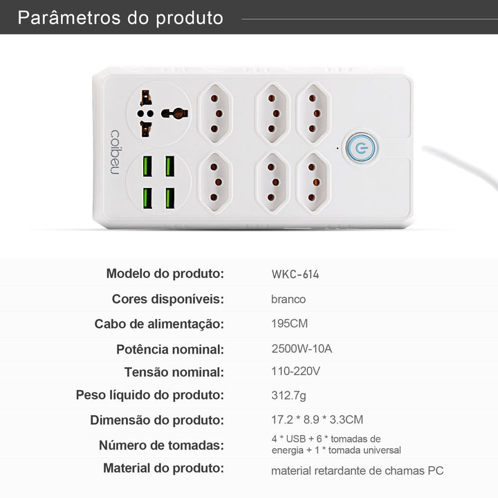 extensão tomada usb filtro de linha para pc do brasil, atenção de tomadas