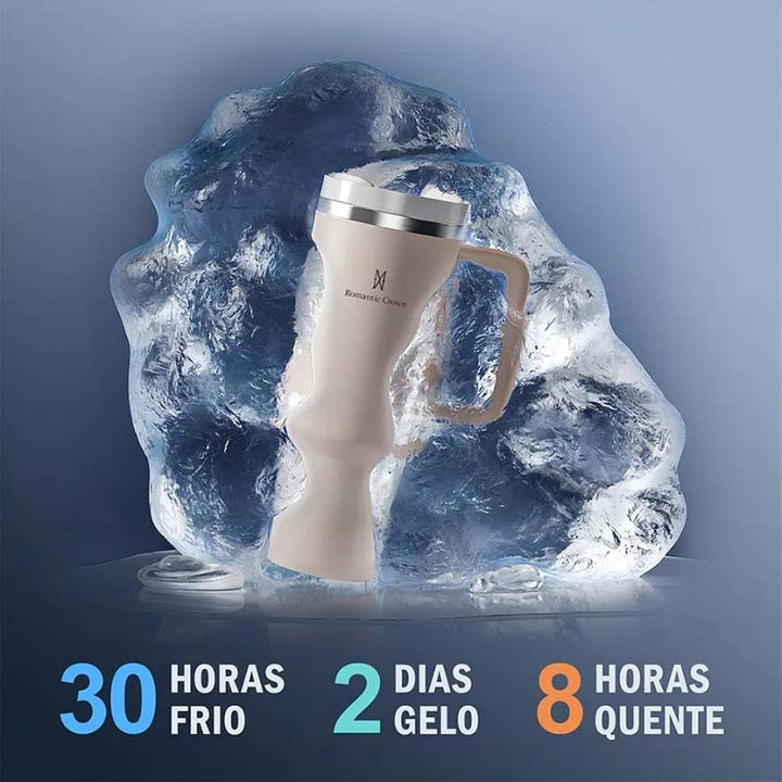 Romantic Crown Copo Térmico Inox 1,2l Com Alça, Tampa, Canudo Inox E Escova