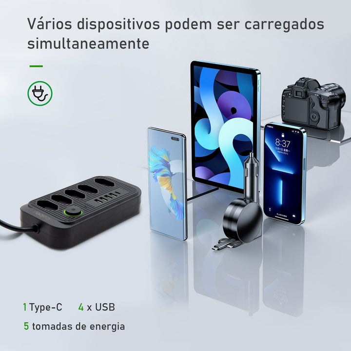 Extensão tomada, Extensão elétrica, Tomada usb, Extensão, regua de de tomada