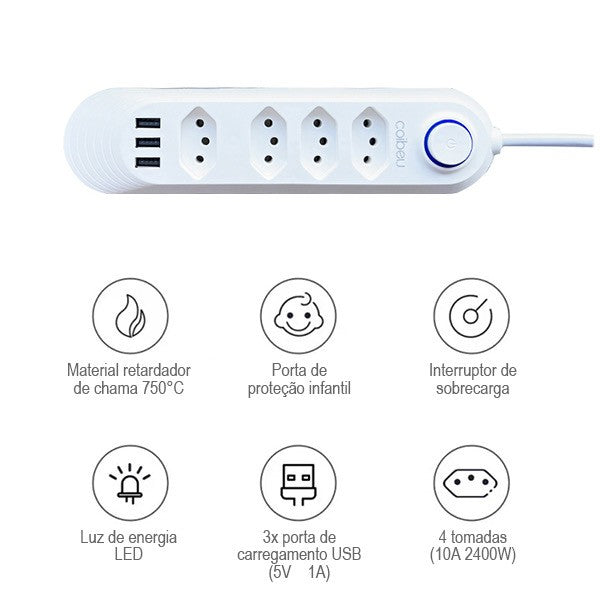 extensão tomada usb filtro de linha para pc do brasil, atenção de tomadas