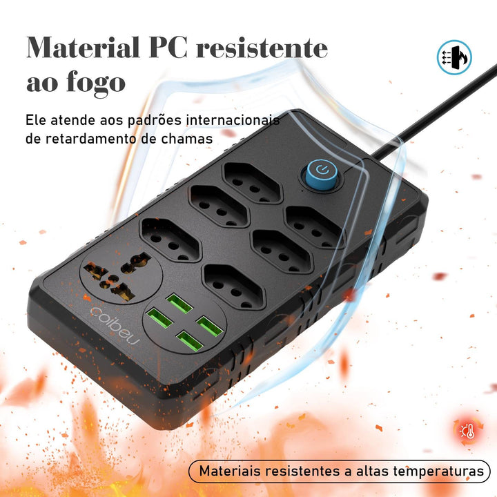 Extensão tomada, Extensão elétrica, Tomada usb, Extensão, regua de de tomada