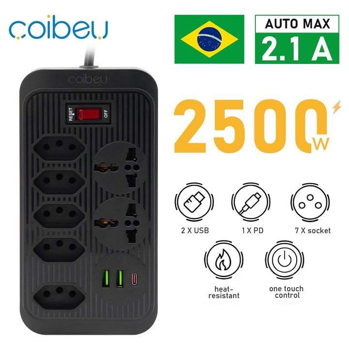 Extensão tomada, Extensão elétrica, Tomada usb, Extensão, regua de de tomada