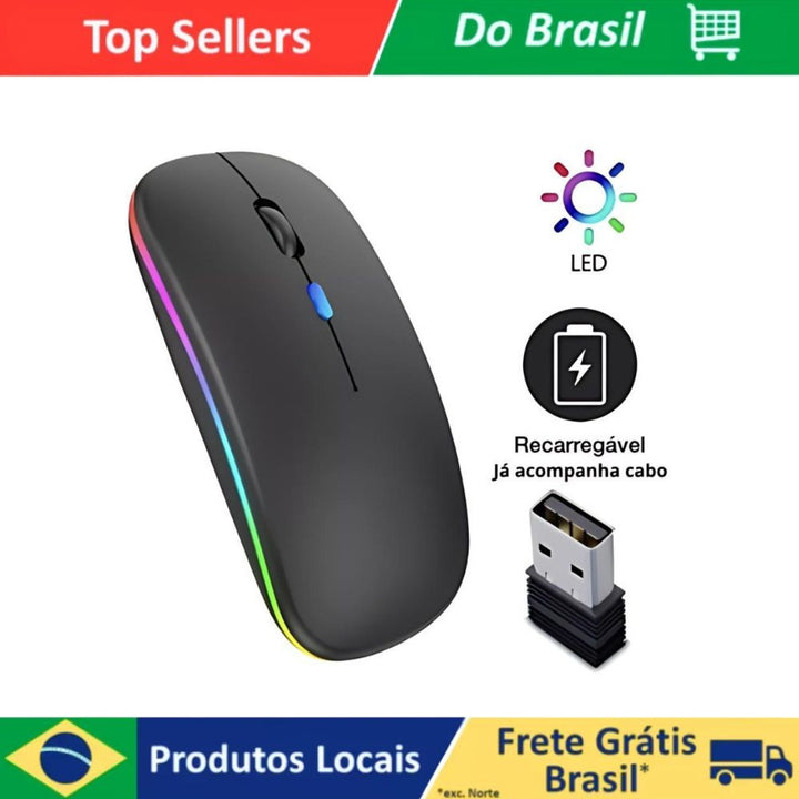 Kit Até 3 Mouses Sem Fio Recarregável Led Rgb 2.4 Ghz Sem Fio