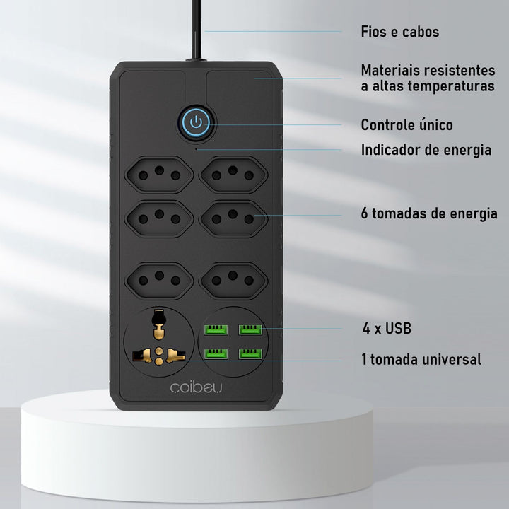 Extensão tomada, Extensão elétrica, Tomada usb, Extensão, regua de de tomada