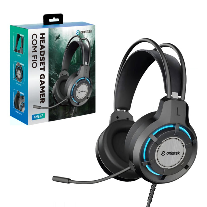 Headset RGB LED flexível para Gamer, Flex P2, USB, FN639