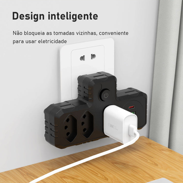 Extensão tomada, Extensão elétrica, Tomada usb, Extensão, regua de de tomada