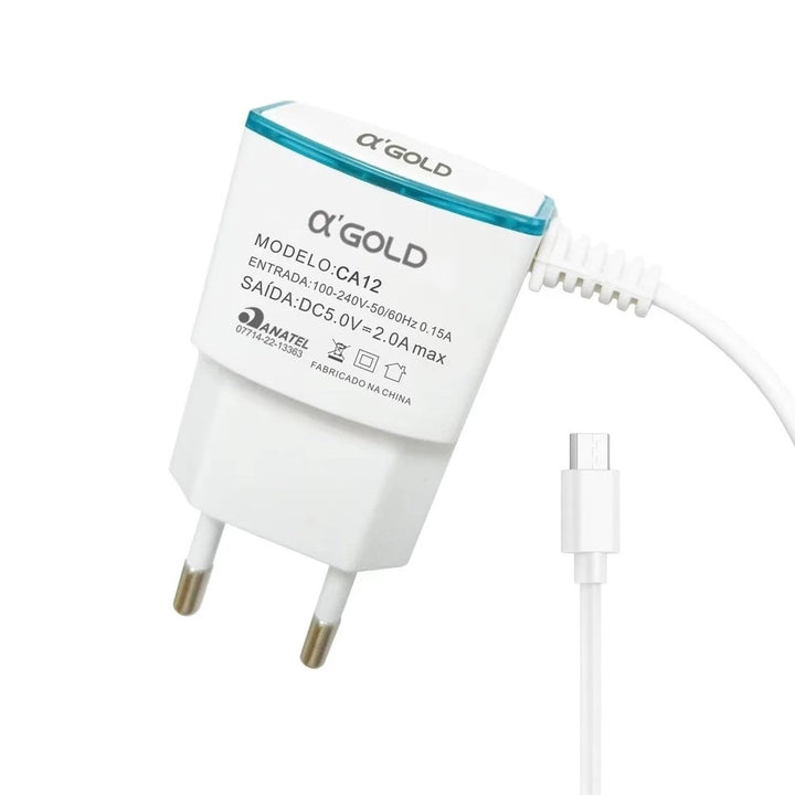Kit Carregador de Celular Turbo USB com Cabo Carga Rápida e Certificação Anat