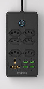 Extensão tomada, Extensão elétrica, Tomada usb, Extensão, regua de de tomada
