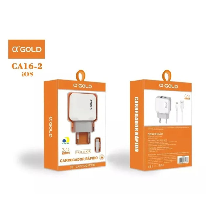 Kit Carregador de Celular Turbo USB com Cabo Carga Rápida e Certificação Anat