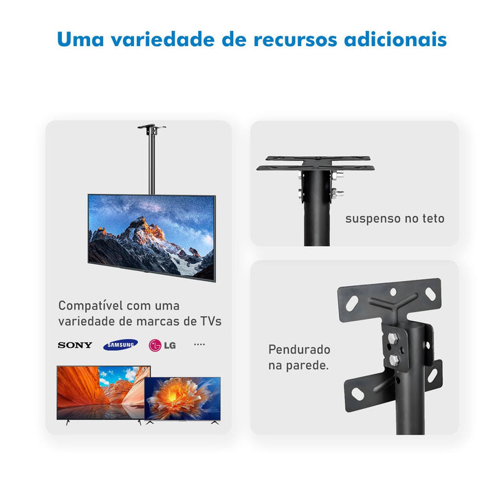 Suporte TV Teto, Suporte Para TV, Racks Para TV, 45KG, 26-60 Polegadas