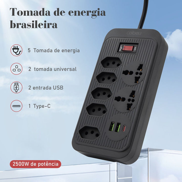 extensão tomada usb filtro de linha para pc do brasil, atenção de tomadas