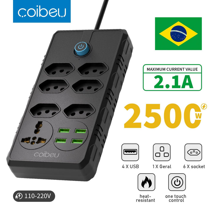 Extensão tomada, Extensão elétrica, Tomada usb, Extensão, regua de de tomada