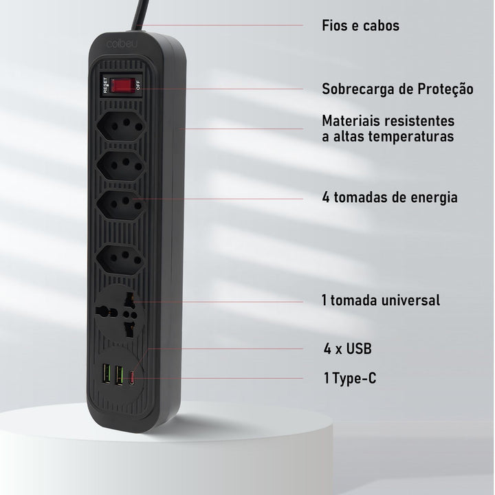 extensão tomada usb filtro de linha para pc do brasil, atenção de tomadas