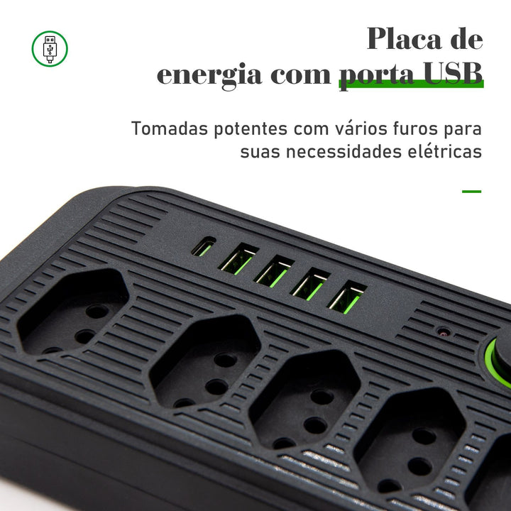 Extensão tomada, Extensão elétrica, Tomada usb, Extensão, regua de de tomada