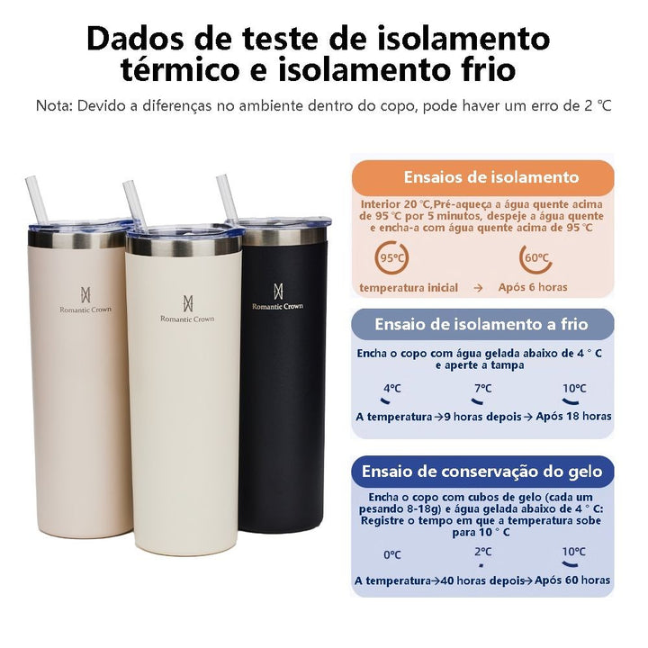 Romantic Crown Copo Térmica 600ml Inox Anti-vazamento Para Café/chá/bebidas