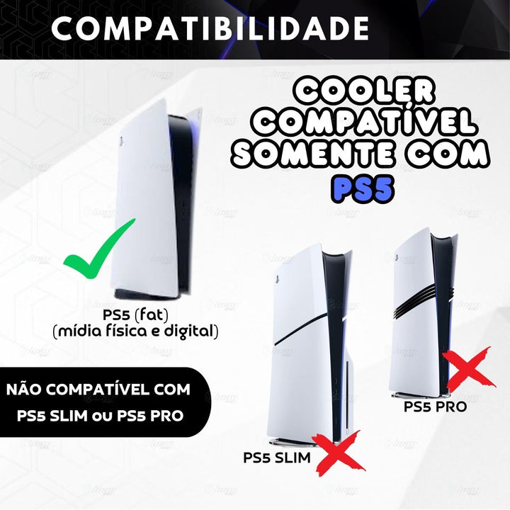 Cooler Ventilador USB com LED para Console PS5 Fácil Instalação
