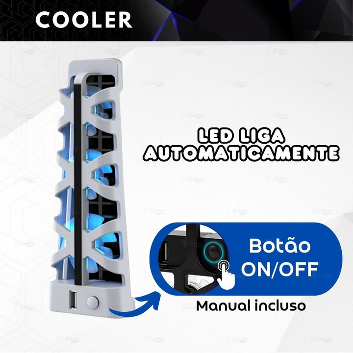 Cooler Ventilador USB com LED para Console PS5 Fácil Instalação
