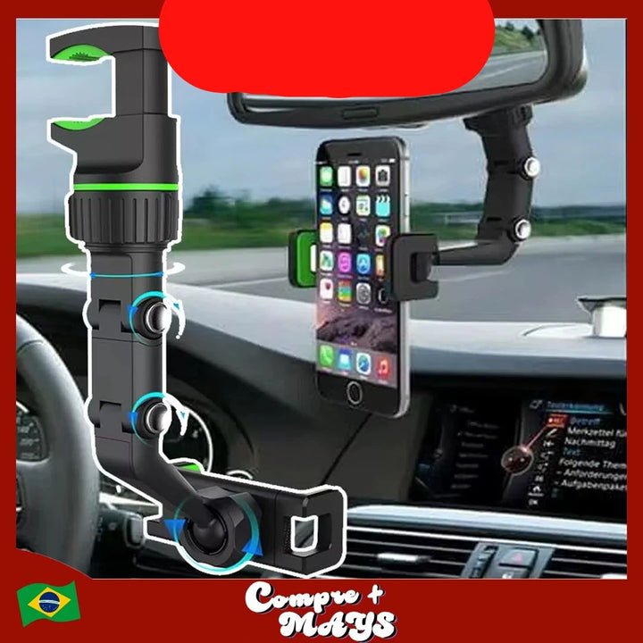 Suporte Celular Veicular Retrovisor 360° Ajustável Compatível Carro Smartphon