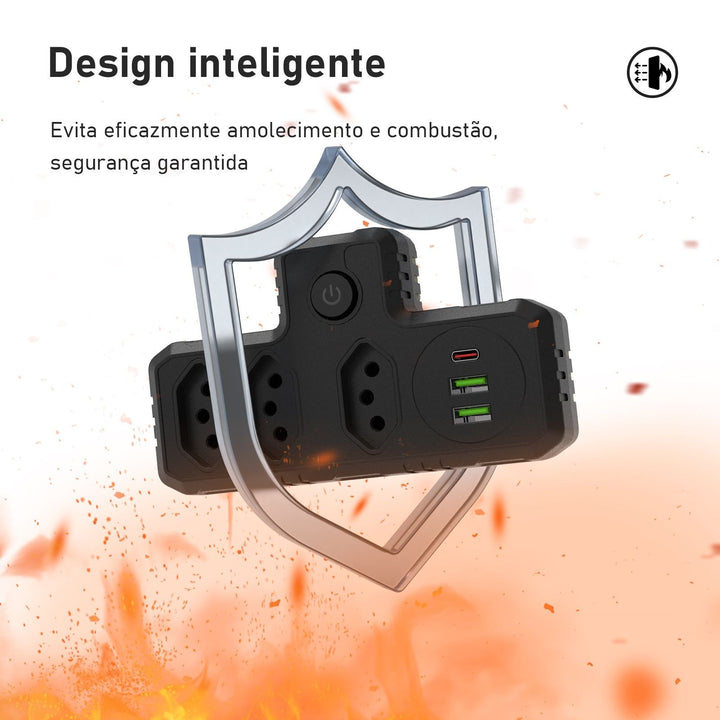 Extensão tomada, Extensão elétrica, Tomada usb, Extensão, regua de de tomada