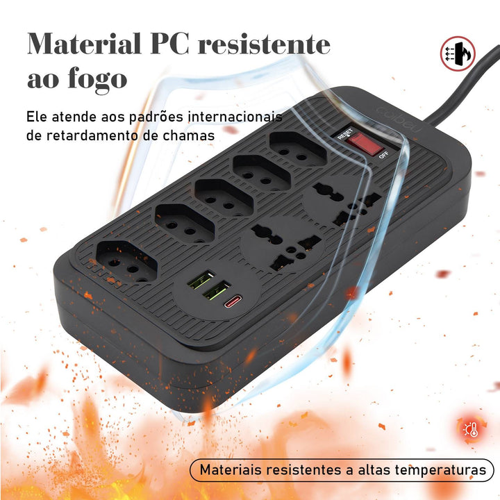 Extensão tomada, Extensão elétrica, Tomada usb, Extensão, regua de de tomada