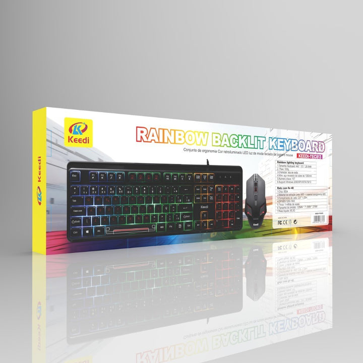 Kit Teclado Mouse Gamer KEEDI-TEC813 Membrana LED USB
