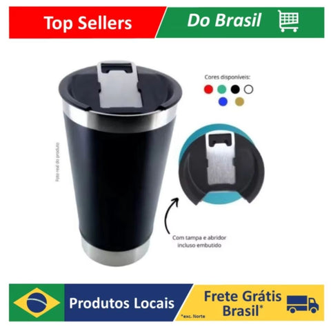 Copo Térmico 473ml Beba Gelado ou Quente com Tampa e Abridor