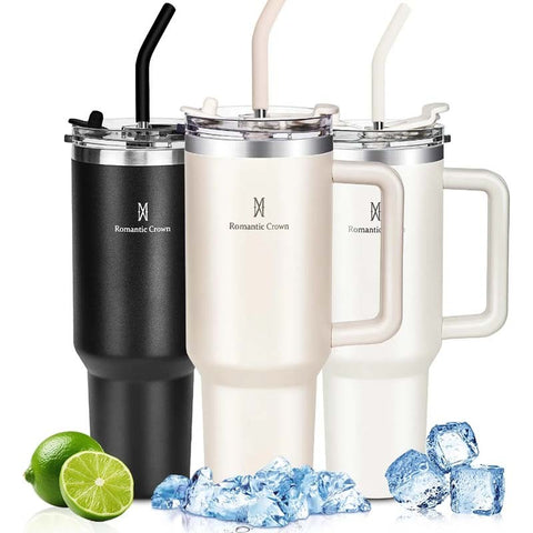 Romantic Crown Copo Térmico Inox 1,2l Com Alça, Tampa, Canudo Inox E Escova